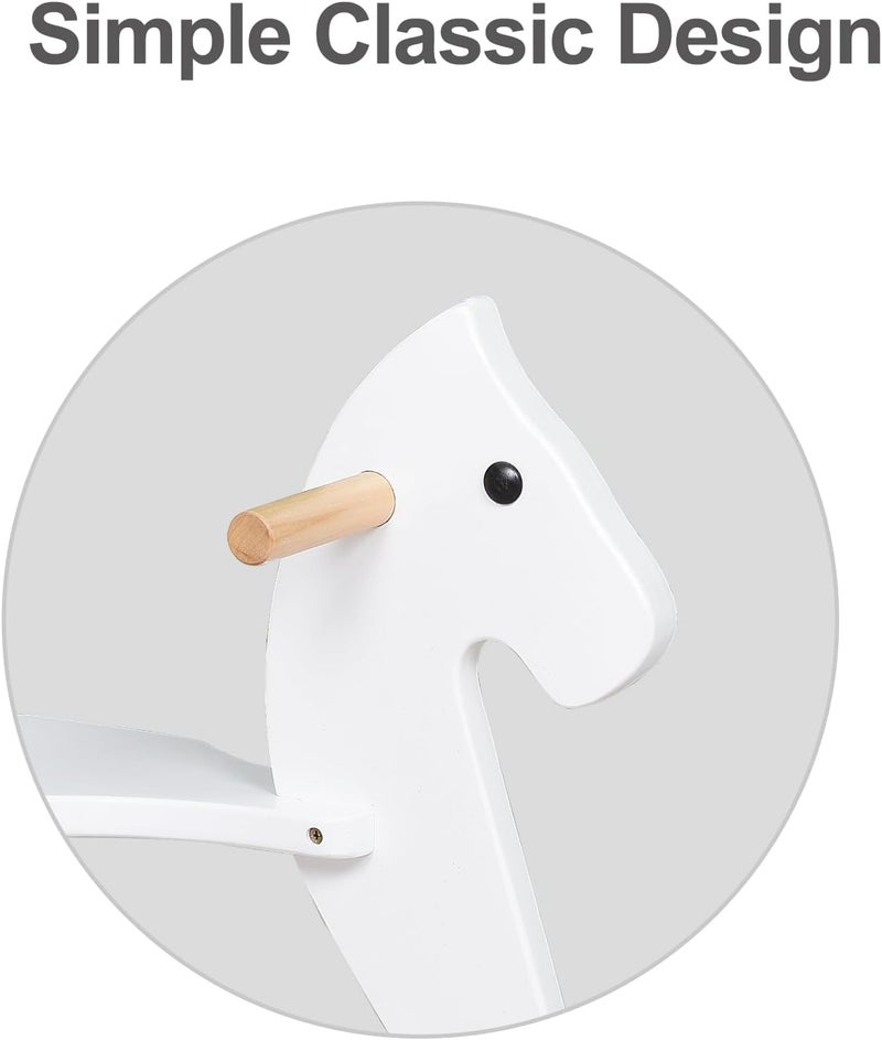 KRAND Wooden Rocking Horse Baby Ride On Toy for Toddlers Solid Wood Classic Design with Comfortable Pedal and Safe Backrest Ideal Gift for Kids (Classic, White) - Image 2